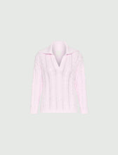 Cargar imagen en el visor de la galería, Jersey tipo polo de algodón de punto trenzado - ROSA