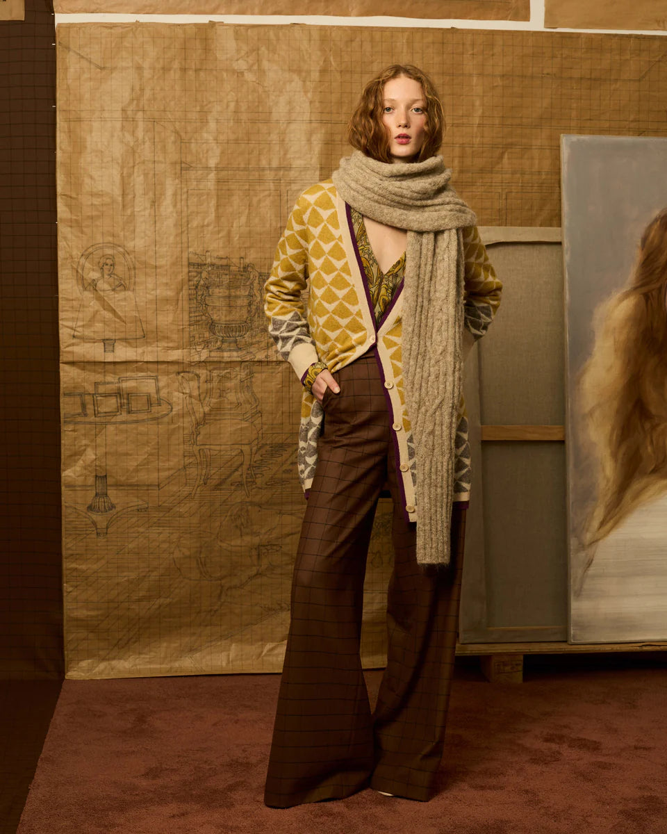 Pantalón palazzo marrón de cuadros