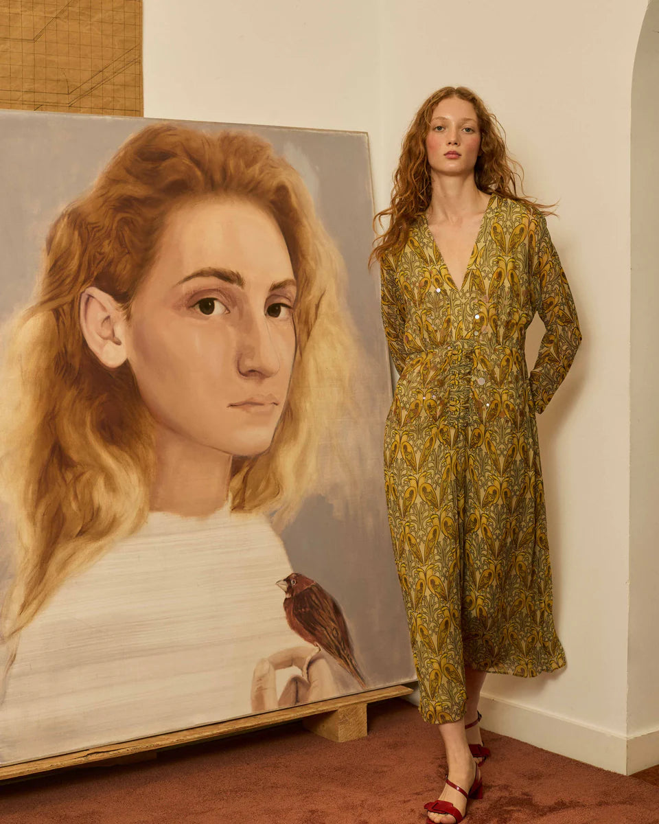 Vestido midi pájaros