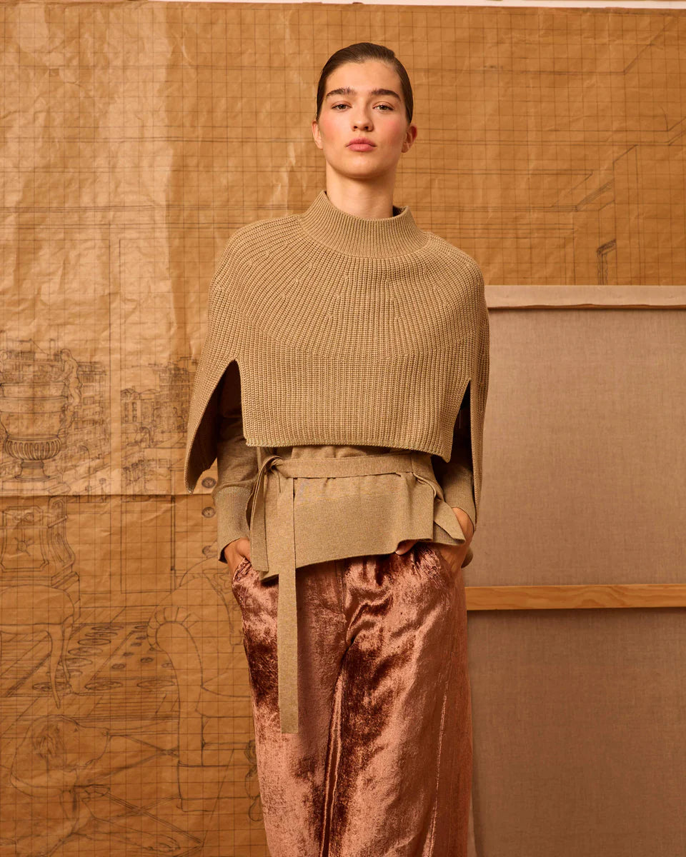 Poncho canalé topo