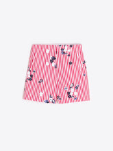 Cargar imagen en el visor de la galería, PANTALÓN CORTO RAYAS ROJAS FLORES LENTEJUELAS
