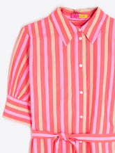 Cargar imagen en el visor de la galería, VESTIDO CAMISERO RAYAS ROSA

