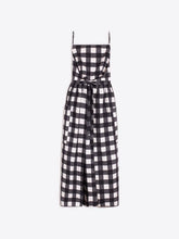 Cargar imagen en el visor de la galería, VESTIDO LARGO CUADROS VICHY BLANCO Y NEGRO
