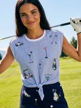 Cargar imagen en el visor de la galería, CAMISETA RAYAS AZULES NUDO GOLF
