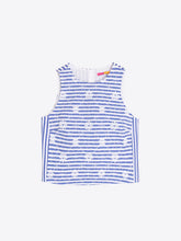 Cargar imagen en el visor de la galería, TOP RAYAS AZUL BORDADO FLORAL
