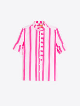 Cargar imagen en el visor de la galería, CAMISA RAYAS ROSA VOLANTE
