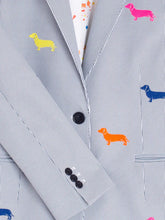 Cargar imagen en el visor de la galería, CHAQUETA RAYAS GRIS PERROS BORDADOS
