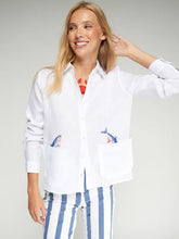 Cargar imagen en el visor de la galería, CAMISA BLANCA BORDADO PECES
