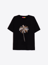 Cargar imagen en el visor de la galería, CAMISETA NEGRA PALMERA BORDADA
