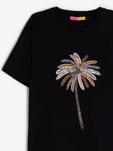 Cargar imagen en el visor de la galería, CAMISETA NEGRA PALMERA BORDADA
