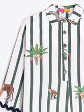 Cargar imagen en el visor de la galería, VESTIDO CORTO RAYAS VERDES SAFARI
