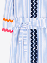 Cargar imagen en el visor de la galería, VESTIDO CAMISERO RAYAS AZUL RIBETES ONDULINA
