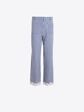 Cargar imagen en el visor de la galería, PANTALÓN VICHY AZUL ENCAJE
