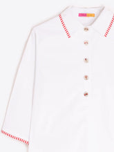 Cargar imagen en el visor de la galería, VESTIDO BLANCO RIBETE ROJO
