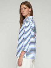 Cargar imagen en el visor de la galería, CAMISA RAYAS AZULES BORDADO DOLCE FAR NIENTE
