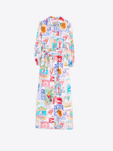 Cargar imagen en el visor de la galería, VESTIDO LARGO ESTAMPADO SELLOS VIAJES
