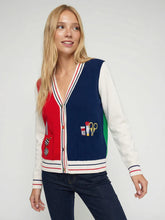 Cargar imagen en el visor de la galería, CARDIGAN TRICOLOR BOLSILLOS BORDADOS
