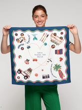 Cargar imagen en el visor de la galería, PAÑUELO MEDIANO SEDA LET’S TRAVEL THE WORLD
