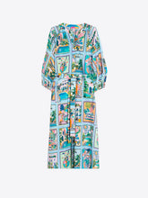 Cargar imagen en el visor de la galería, VESTIDO ESTAMPADO ESCENAS TROPICALES TURQUESA
