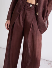 Cargar imagen en el visor de la galería, Pantalón de pernera ancha de ramio - MARRON
