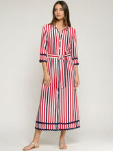 Cargar imagen en el visor de la galería, VESTIDO RAYAS ROJO MARINO ONDULINA
