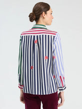 Cargar imagen en el visor de la galería, CAMISA DE RAYAS MULTICOLOR FLORES

