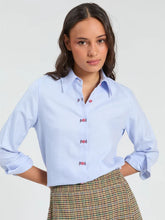 Cargar imagen en el visor de la galería, CAMISA ESPIGA AZUL BORDADO
