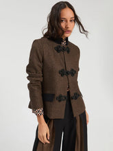 Cargar imagen en el visor de la galería, CHAQUETA ESPIGA MARRON NEGRO

