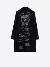 Cargar imagen en el visor de la galería, ABRIGO NEGRO ESTAMPADO NORIA
