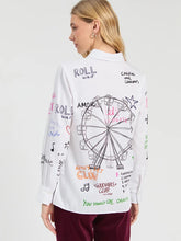 Cargar imagen en el visor de la galería, CAMISA BLANCA ESTAMPADO NORIA
