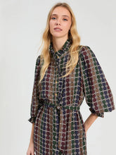 Cargar imagen en el visor de la galería, VESTIDO MIDI GEO CIRCULOS RAYAS MULTICOLOR
