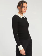Cargar imagen en el visor de la galería, JERSEY CANALE NEGRO CUELLO CRUDO
