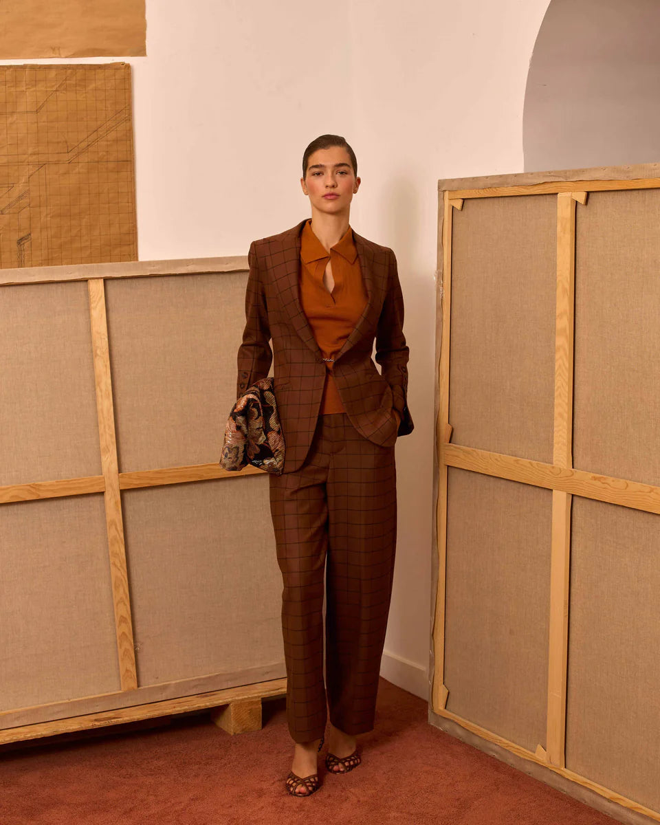 Blazer marrón de cuadros