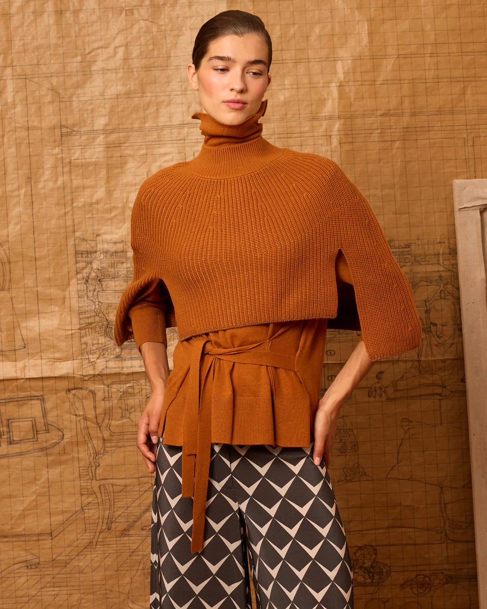 Poncho canalé naranja
