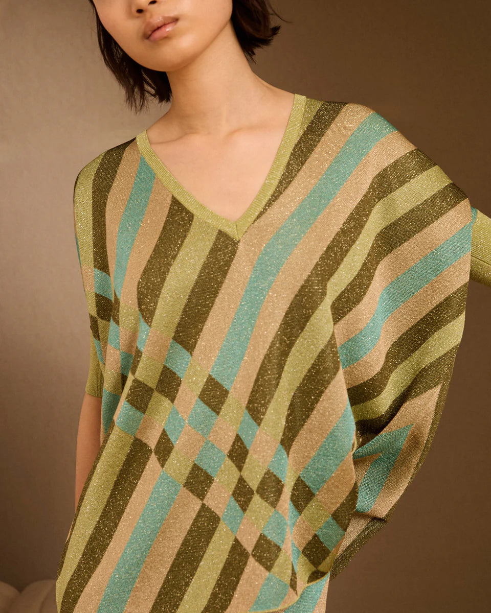 Jersey de lurex de intarsia verde