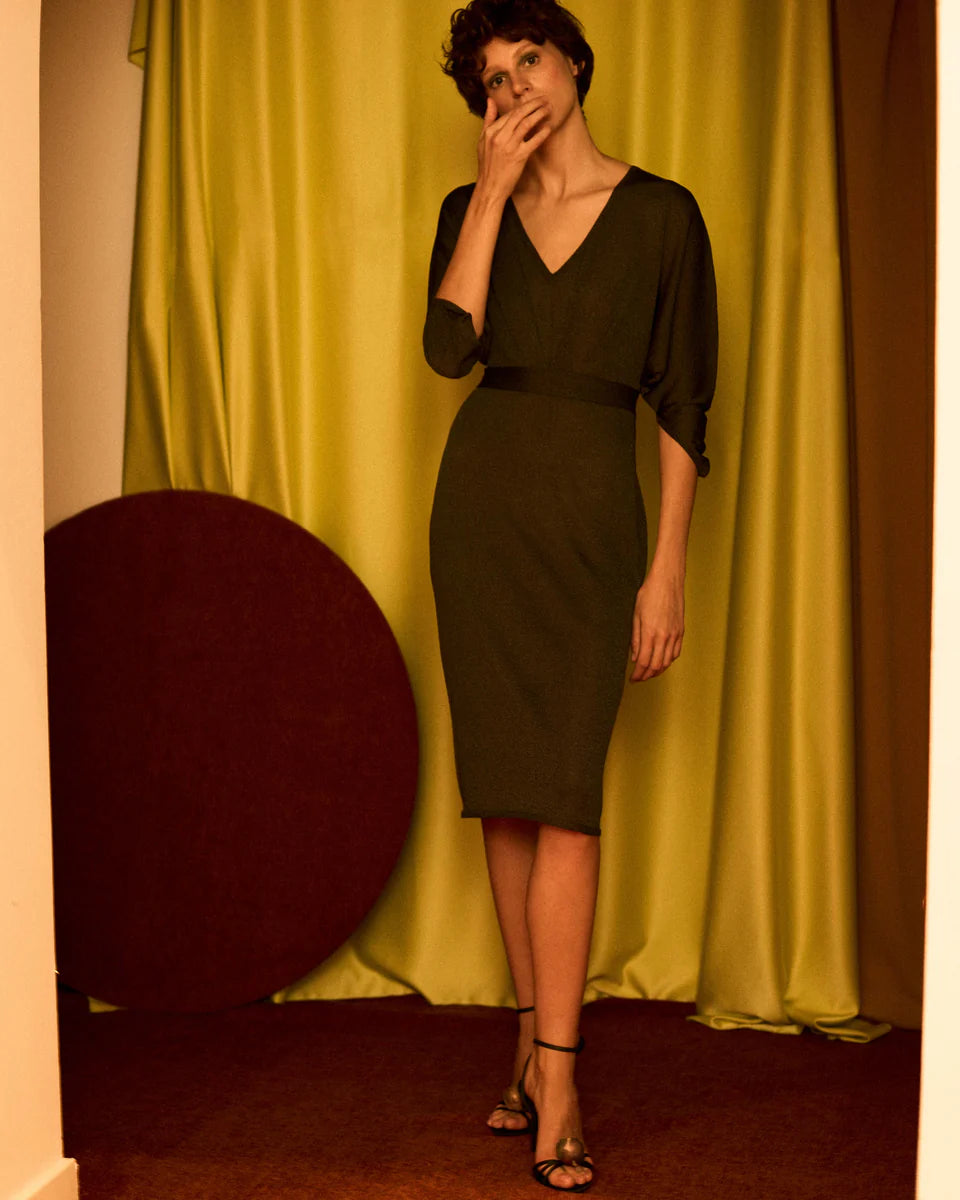Vestido lurex plomo