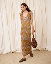 Cargar imagen en el visor de la galería, Vestido lurex multicolor dorado

