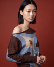 Cargar imagen en el visor de la galería, Jersey de intarsia de lurex azul
