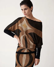 Cargar imagen en el visor de la galería, Jersey de intarsia de lurex dorado
