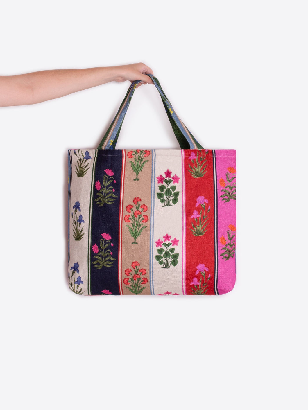 BOLSO LINO ESTAMPADO RAYA FLOR