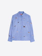 Cargar imagen en el visor de la galería, Camisa azul bordada perros
