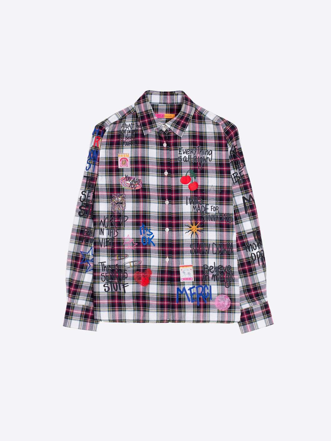 Camisa de Cuadros Mensajes Bordados