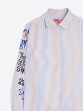 Cargar imagen en el visor de la galería, CAMISA DE RAYAS BEIGE Y AZUL GRAFFITI
