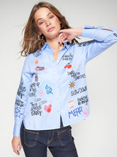 Cargar imagen en el visor de la galería, CAMISA ISA GRAFFITI OXFORD AZUL
