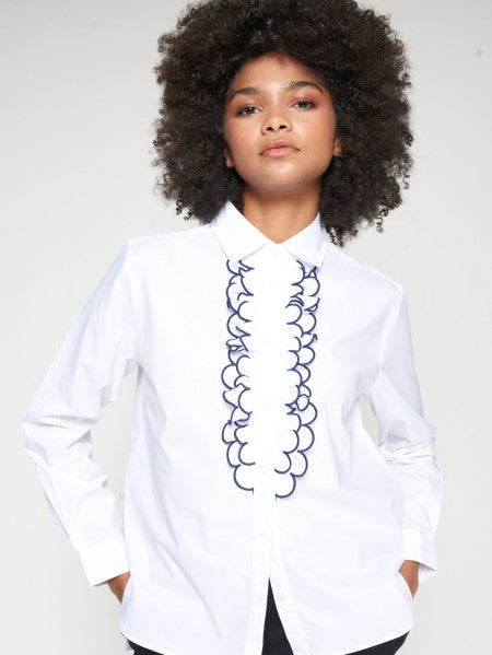 CAMISA BLANCA VOLANTE MARINO