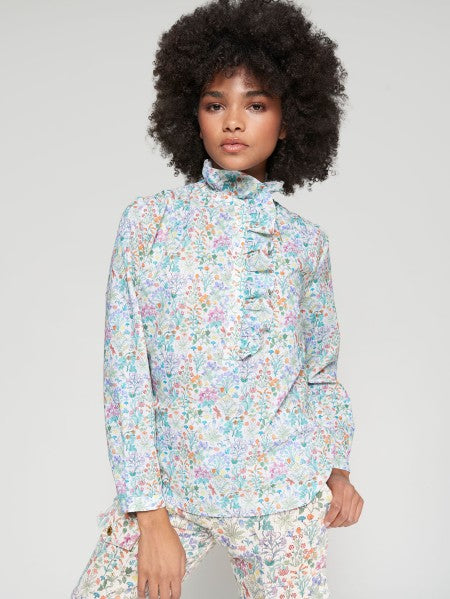 CAMISA ESTAMPADO FLORES VOLANTES