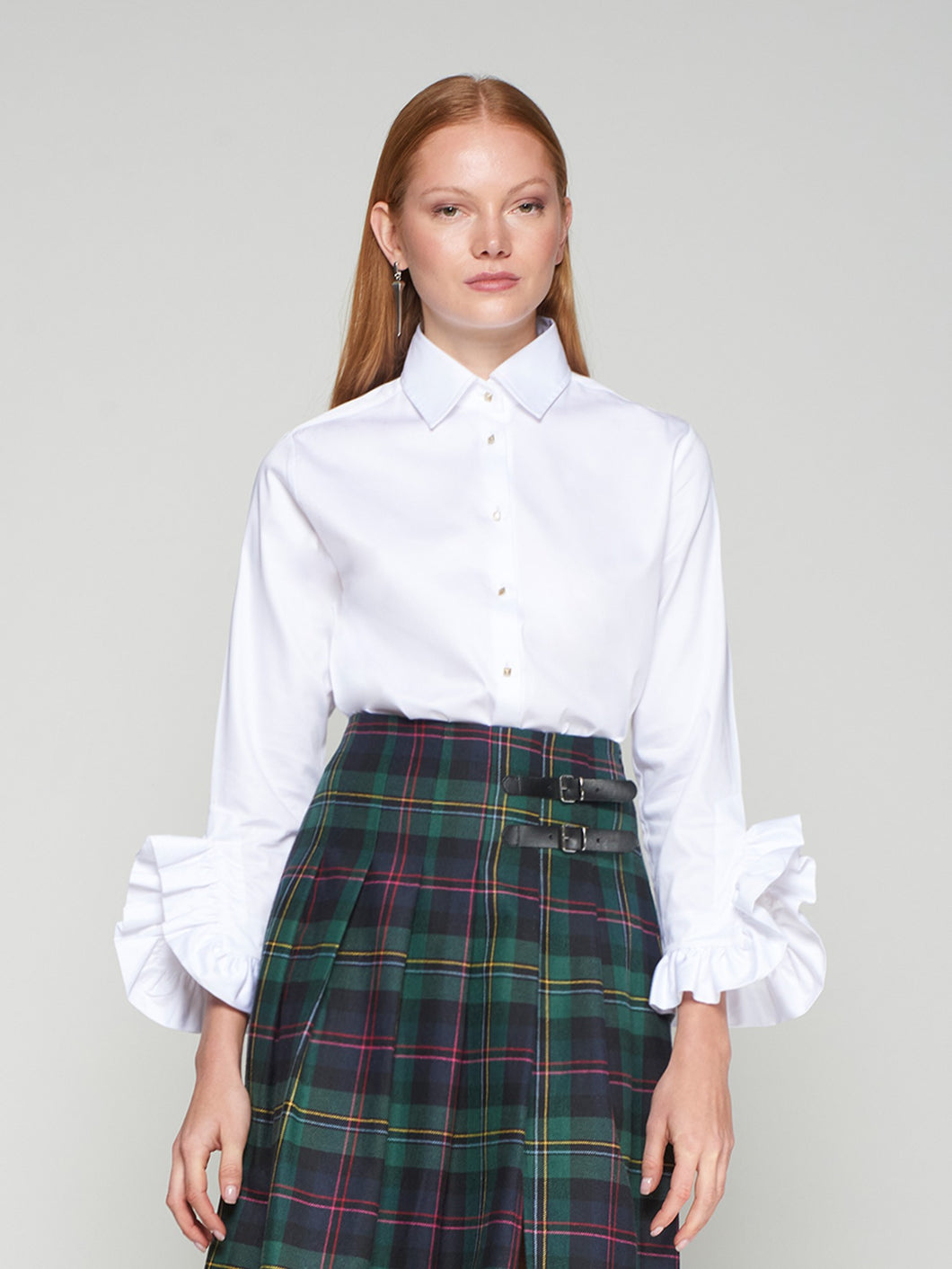 CAMISA VOLANTES XL BLANCO STRECH