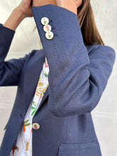 Cargar imagen en el visor de la galería, CHAQUETA AZUL MARINO ESPIGA LINO
