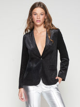 Cargar imagen en el visor de la galería, CHAQUETA TERCIOPELO NEGRO CON BRILLO
