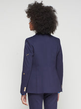 Cargar imagen en el visor de la galería, CHAQUETA HEATHER EMB AZUL MARINO ESTRUCTURA
